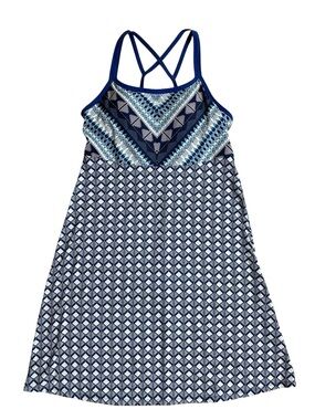 Prana Blue and White Cora Dress with Built In Bra